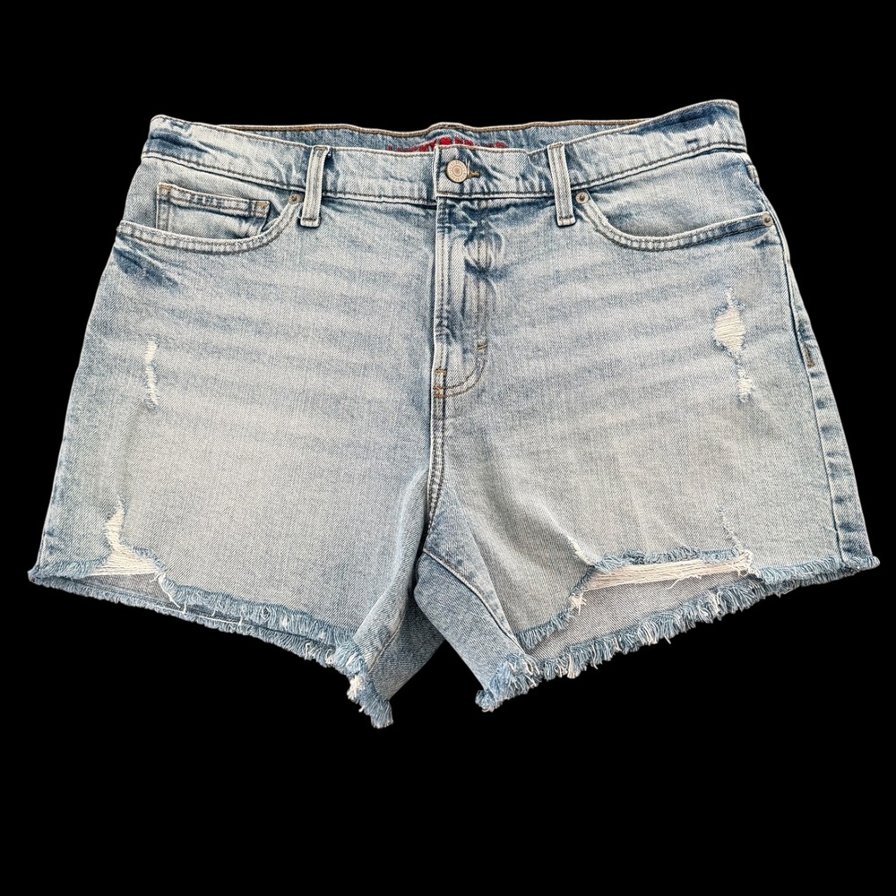 Lucky Brand 90s Midi Short Light Wash Distressed Cutoff Shorts Womens 14/32